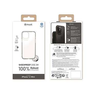 Avis Muvit Coque de Protection pour iPhone 12 Mini Renforcée 2M Recycletek Transparent