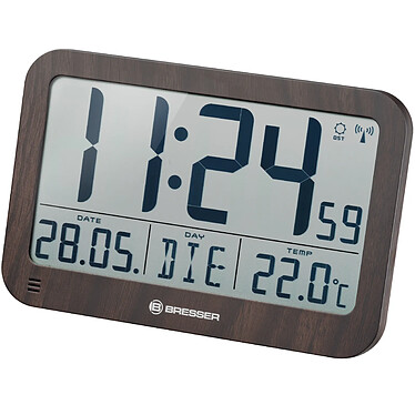 Bresser Horloge Murale Avec Grand écran Lcd Et Affichage De Température Couleur Bois BRE_7001802