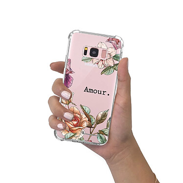 LaCoqueFrançaise Coque Samsung Galaxy S8 Plus Silicone antichocs Solides coins renforcés  transparente Motif Amour en fleurs pas cher