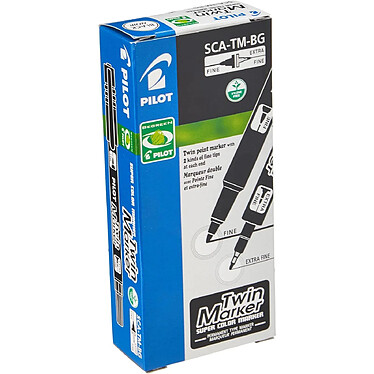 PILOT Marqueur TWIN MARKER BEGREEN indélibile noire 2 pointes ogives fine et moyenne x 10