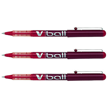 PILOT Stylo roller V Ball VB5 Encre liquide Pointe métal Fine Rouge x 3