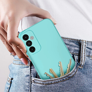 Avizar Coque pour Samsung Galaxy A14 4G et 5G Silicone Semi-rigide Finition Douce au Toucher Fine  Turquoise pas cher