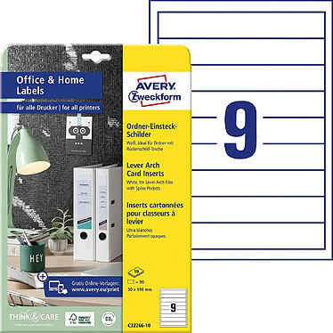 AVERY Etiquettes d'insertion C32266-10 pour dos de classeur