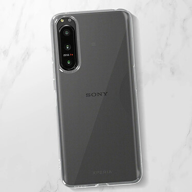 Avizar Coque pour Sony Xperia 5 IV Silicone Souple et Film Verre Trempé 9H  transparent contour noir pas cher