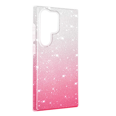 Avizar Coque pour Samsung S24 Ultra Paillette Silicone Semi rigide Fine Blanc / Rose