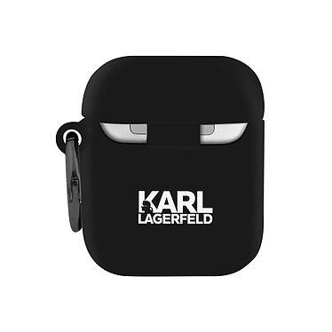 Coque Airpods Silicone Gel Mousqueton Design Paris RSG Karl Lagerfeld Noir