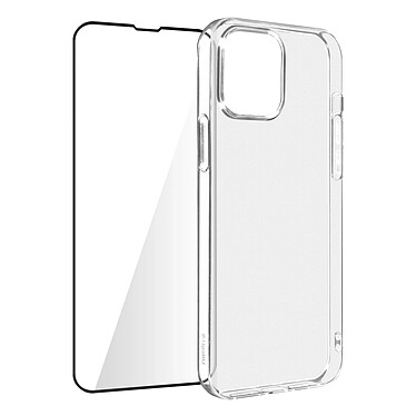 Avizar Coque pour iPhone 13 Mini Silicone et Verre Trempé 9H Contour noir