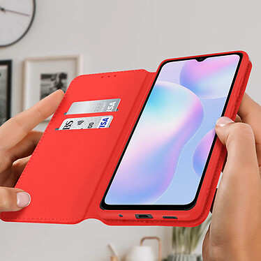 Avis Avizar Housse Xiaomi Redmi 9A Étui Folio Portefeuille Fonction Support rouge