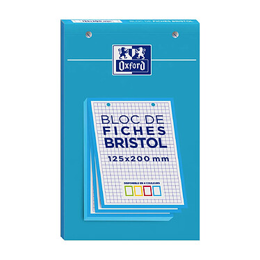 OXFORD Bloc de 30 fiches bristol 125X200 perforées Q5/5 bleu