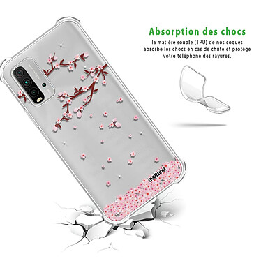 Avis Evetane Coque Xiaomi Redmi 9T anti-choc souple angles renforcés transparente Motif Chute De Fleurs