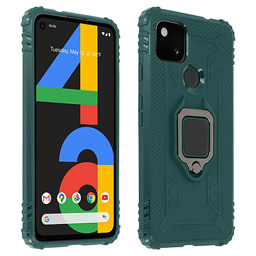 Avizar Coque Google Pixel 4A Flexible Antichoc Bague Métallique Support Vidéo Vert