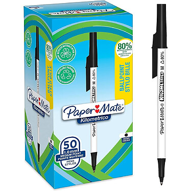 PAPER MATE Stylo à bille Kilometrico, boîte de 50, noir