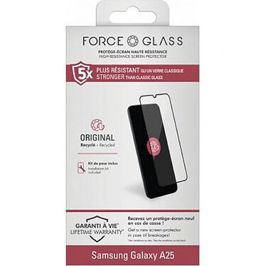 Avis Force Glass Protection d'Écran pour Galaxy A25 en Verre Trempé 2.5D 9H+ Oléophobe Noir transparent