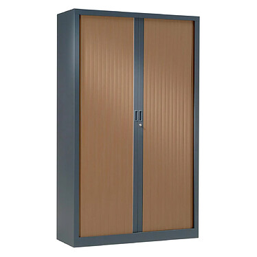 VINCO Armoire Monobloc à Rideaux 1/3 Penderie H198xL120xP43 cm Anthracite Rideaux Poirier Foncé