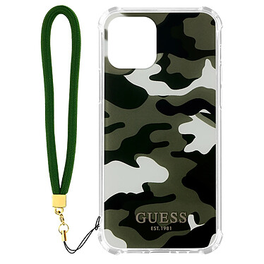 Guess Coque pour iPhone 11 avec Dragonne Motif Camouflage  Vert