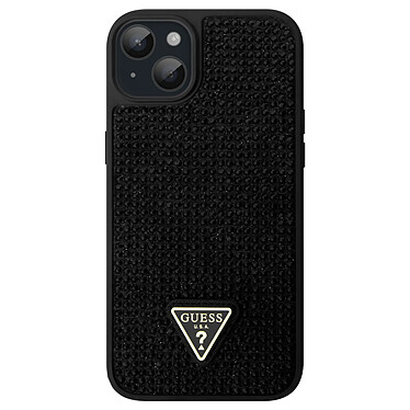 Guess Coque Strass pour iPhone 15 Plus Bords Sureleves Traingle Diamond Noir