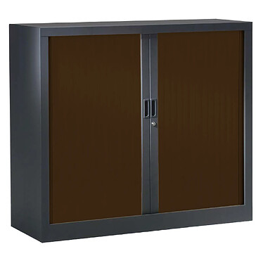 VINCO Armoire Monobloc H 70xL 80xP43 cm 1 Tablette Anthracite Rideaux Wengé