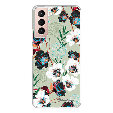 LaCoqueFrançaise Coque Samsung Galaxy S21 Plus 5G 360 intégrale transparente Motif Fleurs vert d'eau Tendance