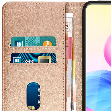 Avizar Étui pour Xiaomi Redmi Note 10 5G Clapet Portefeuille Support Vidéo  Rose Gold pas cher