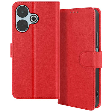 Avizar Étui pour Xiaomi Redmi 13 Clapet Portefeuille et Support Vidéo Rouge