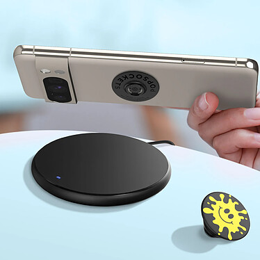 Popsockets PopGrip Design Splat pour Smartphone, Bague et Support Universel Noir pas cher