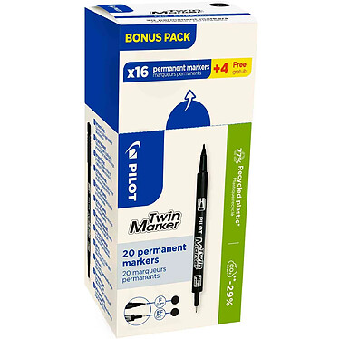 PILOT Marqueur permanent Twin Marker, VALUE PACK, noir