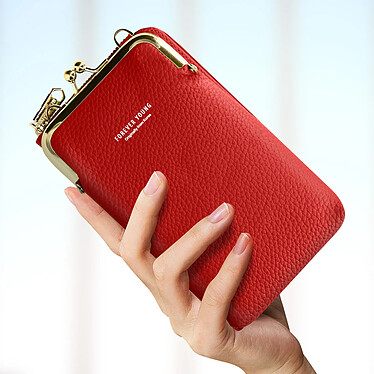 Avizar Pochette Bandoulière Smartphone Simili cuir grainé Multi-compartiments  Rouge pas cher