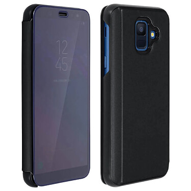 Avizar Housse Galaxy A6 Etui folio Miroir Clapet Coque Rigide Fonction Support noir