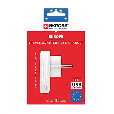 Acheter Skross - Adaptateur Secteur Skross Monde À Europe 1 Port Usb Blanc