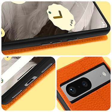 Acheter Avizar Etui Google Pixel 7 Portefeuille Design Cuir Texturé Support Video Orange