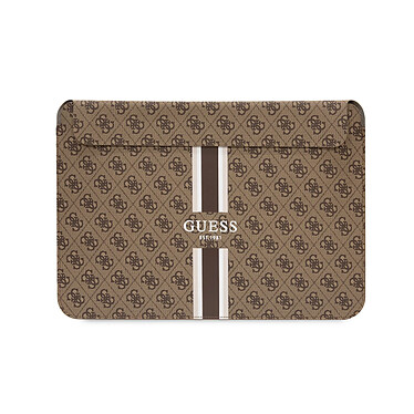 Guess Housse Magnétique pour Ordinateur 16 pouces Imprimé 4G Modèle Stripe Marron