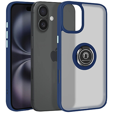 Avizar Coque pour iPhone 16 Plus Bague Métallique Support Vidéo Bleu Nuit