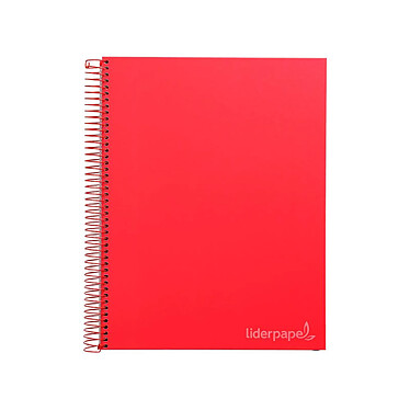 LIDERPAPEL Cahier spirale Jolly A4 280p 75g quadrillé 5x5mm microperforé 4 trous - Rouge