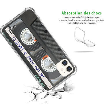 Avis Evetane Coque iPhone 11 anti-choc souple angles renforcés transparente Motif Cassette