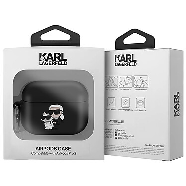 Karl Lagerfeld Coque pour AirPods Pro 2 Antichoc Souple avec Anneau Noir pas cher