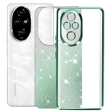 Avizar Coque pour Honor 200 Pro Motif Paillette Dégradé Caméra Protégée Vert