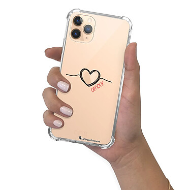 LaCoqueFrançaise Coque iPhone 11 Pro anti-choc souple angles renforcés transparente Motif Coeur Noir Amour pas cher