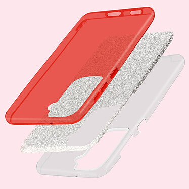 Avis Avizar Coque pour Samsung Galaxy S22 Paillette Amovible Silicone Semi-rigide rouge