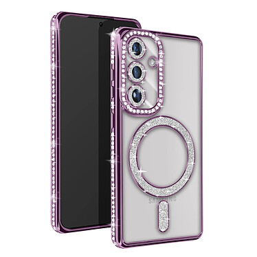 Avizar Coque Diamant pour Samsung Galaxy S24 Plus MagSafe Contour Strass Violet