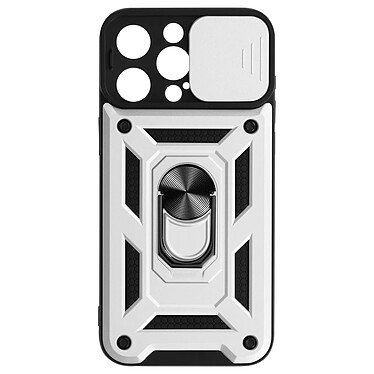 Avizar Coque Antichoc pour iPhone 15 Pro Max Cache Caméra Coulissant Bague argent