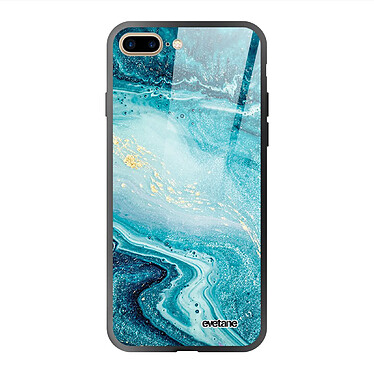 Evetane Coque iPhone 7 Plus/ 8 Plus Coque Soft Touch Glossy Bleu Nacré Marbre Design