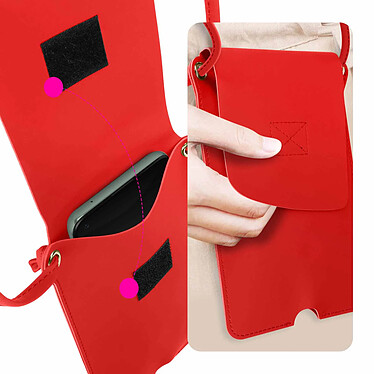 Acheter Avizar Pochette Bandoulière Smartphone avec Rangement carte Simili cuir  Rouge