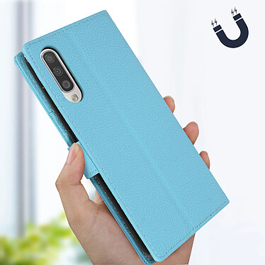 Avizar Housse Samsung Galaxy A70 Etui Portefeuille Porte-carte Fonction Support bleu pas cher