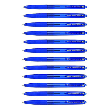 PILOT Stylo Bille Rétractable SUPER GRIP G Pointe moyenne Bleu x 12