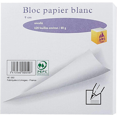 Avis QUO VADIS Bloc cube blanc 9x9x9cm 700 feuilles encollées 90g PEFC