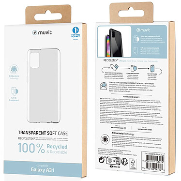 Avis Muvit Coque pour Samsung Galaxy A31 Recycletek Souple Technologie Antibactérienne Transparent