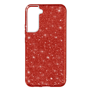 Avizar Coque pour Samsung Galaxy S22 Plus Design Paillette Amovible Silicone  rouge