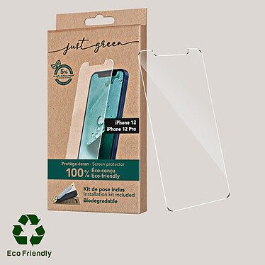 Avis Just Green Verre Trempé pour iPhone 12 et 12 Pro 9H Kit de Pose 100% Biodégradable  Transparent