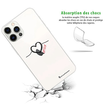 Avis LaCoqueFrançaise Coque iPhone 12 Pro Max 360 intégrale transparente Motif Coeur Noir Amour Tendance