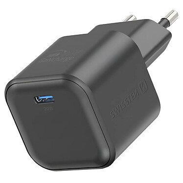 Swissten Chargeur GaN USB C 20W Compact Léger Noir